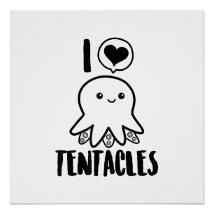 I Liebe Tentacles T - Shirt Niedliches Octopus-T-S Poster