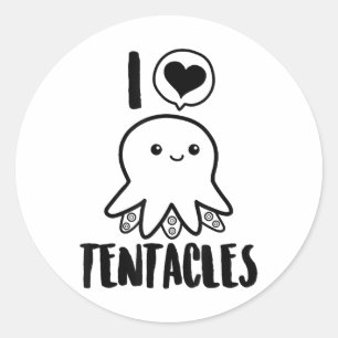 I Liebe Tentacles T - Shirt Niedliches Octopus-T-S Runder Aufkleber