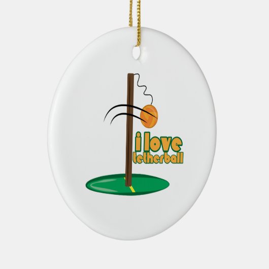 I Liebe Tetherball Keramik Ornament (Rechts)