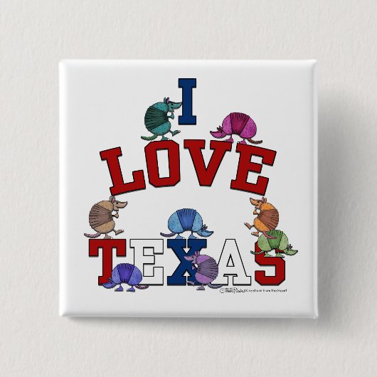 I Liebe Texas-Colorful Armadillos Button (Vorderseite)