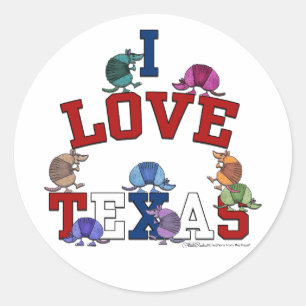 I Liebe Texas-Colorful Armadillos Runder Aufkleber
