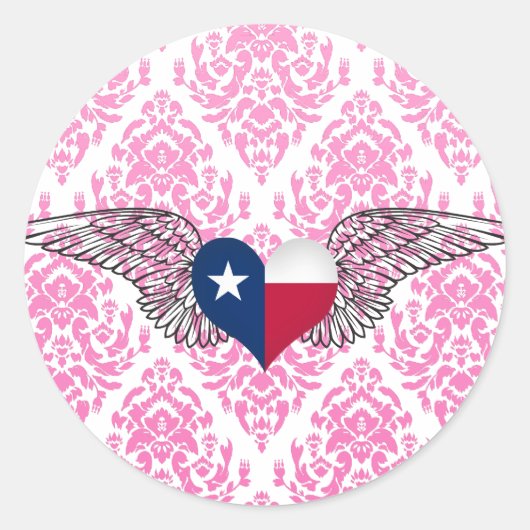 I Liebe Texas - Flügel Runder Aufkleber (Vorderseite)