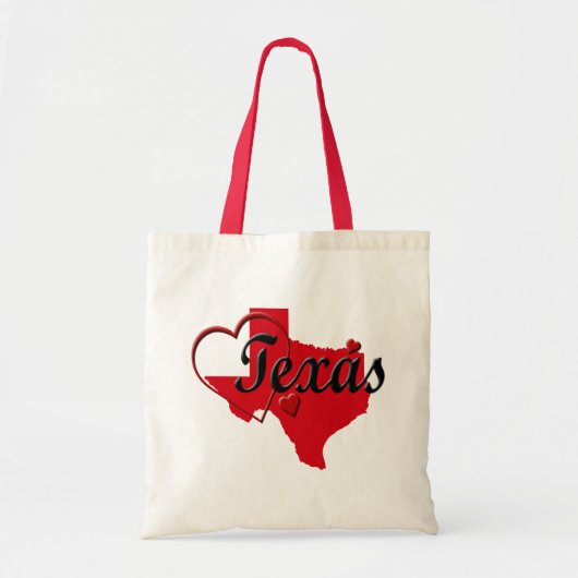 I Liebe Texas Hearts Map Budget Tote Beutel Tragetasche (Vorne)