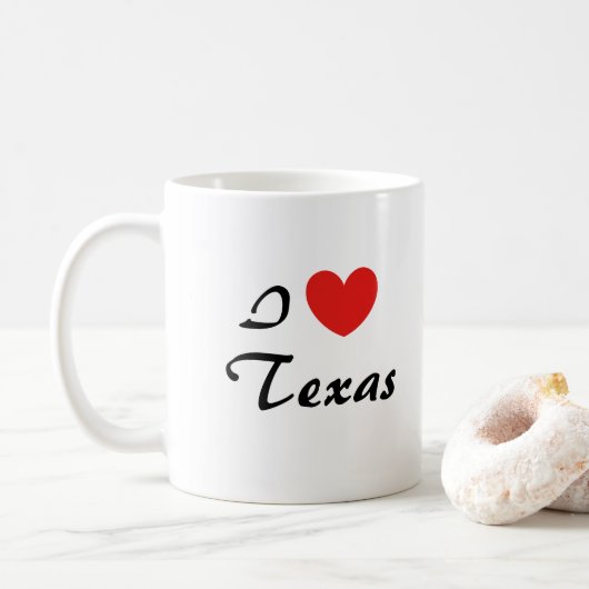 I Liebe Texas Herz Typografie Kaffee Tasse (Mit Donut)