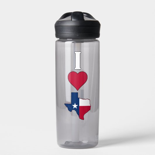 I Liebe Texas I Heart Lone Star Staat Karte Texan Trinkflasche (Vorderseite)