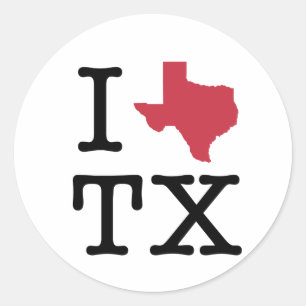 I Liebe Texas Runder Aufkleber