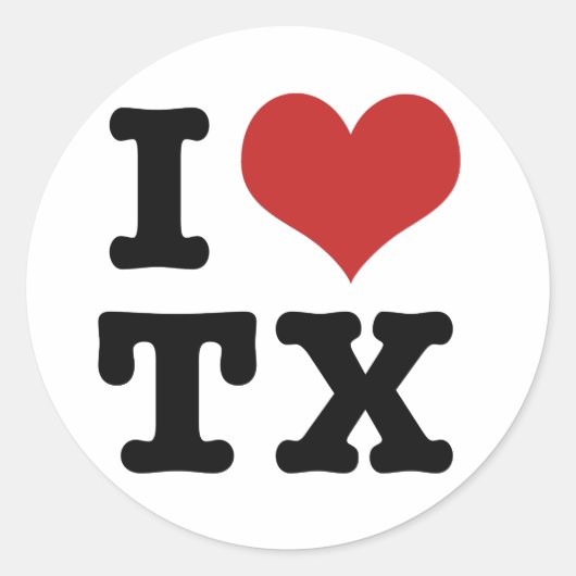 I Liebe Texas Runder Aufkleber (Vorderseite)