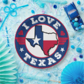 I Liebe Texas Staat Karte und Flagge Pappteller (Party)