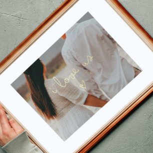 i LIEBE   TEXT GOLD HEART Foto Foliendrucke