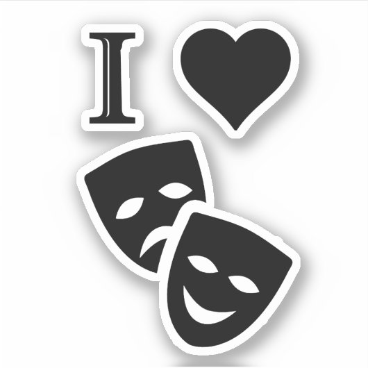 I Liebe Theater Aufkleber (Vorderseite)