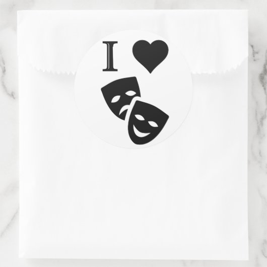 I Liebe Theater Runder Aufkleber (Tasche)
