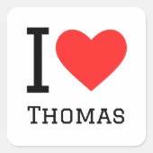 I Liebe Thomas Quadratischer Aufkleber (Vorderseite)