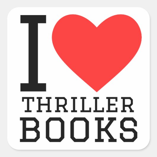 I Liebe Thriller-Bücher Quadratischer Aufkleber (Vorderseite)