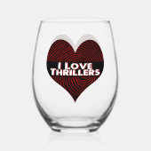 I Liebe Thrillers Black Weinglas Ohne Stiel (Rückseite)