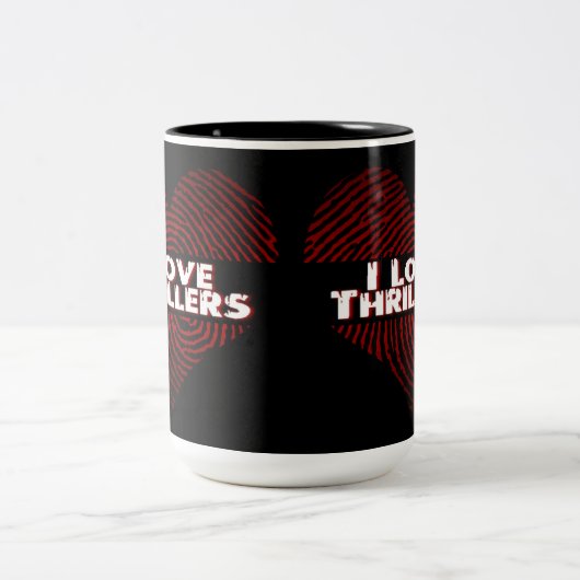 I Liebe Thrillers Black Zweifarbige Tasse (Mittel)