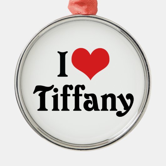 I Liebe Tiffany Silbernes Ornament (Vorne)