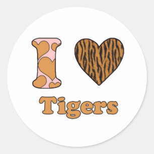 I Liebe Tiger Runder Aufkleber
