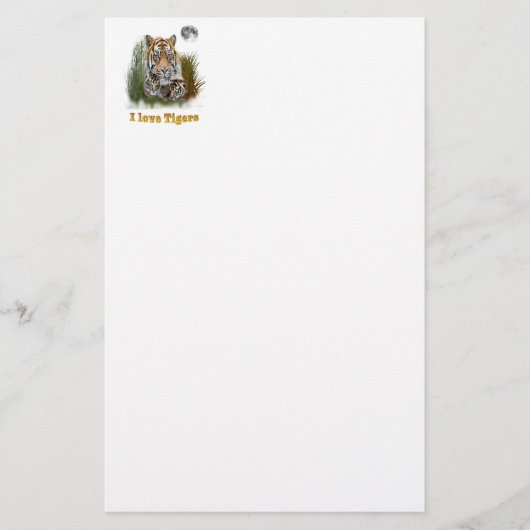 I Liebe Tigers Briefpapier (Vorderseite)