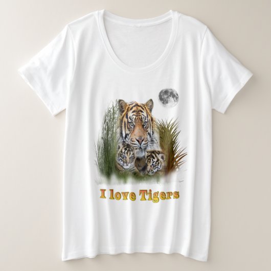 I Liebe Tigers Große Größe T-Shirt (Design vorne)