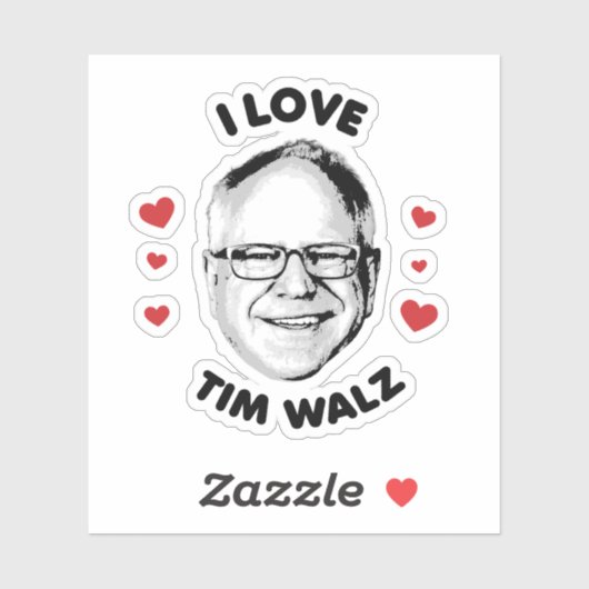 I Liebe Tim Walz Aufkleber (Blatt)