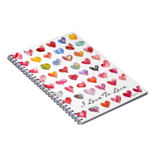 I Liebe to Liebe Hearts Notebook Notizblock (Rechte Seite)