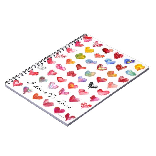 I Liebe to Liebe Hearts Notebook Notizblock (Linke Seite)