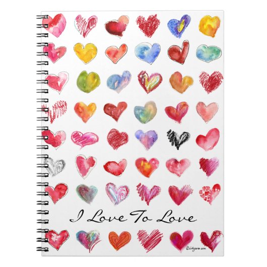 I Liebe to Liebe Hearts Notebook Notizblock (Vorderseite)