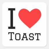 I Liebe Toast Quadratischer Aufkleber (Vorderseite)