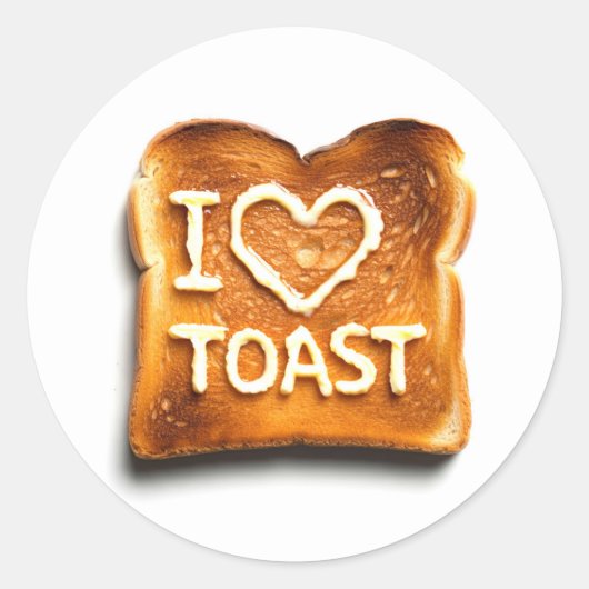 I Liebe Toast Runder Aufkleber (Vorderseite)