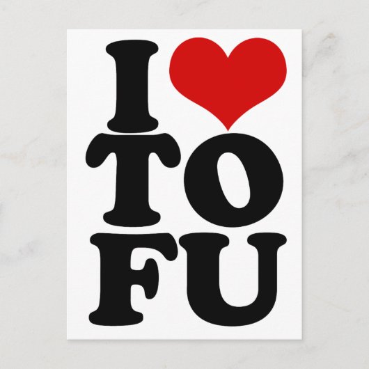 I Liebe Tofu Funny Veganer Spaß Postkarte (Vorderseite)