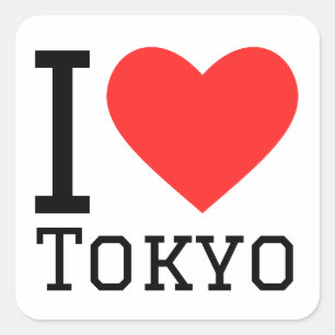 I Liebe Tokio Quadratischer Aufkleber