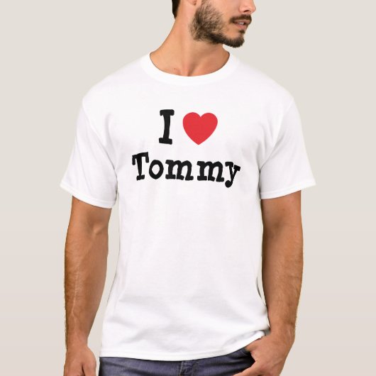 I Liebe Tommy Herz Brauch personalisiert T-Shirt (Vorderseite)