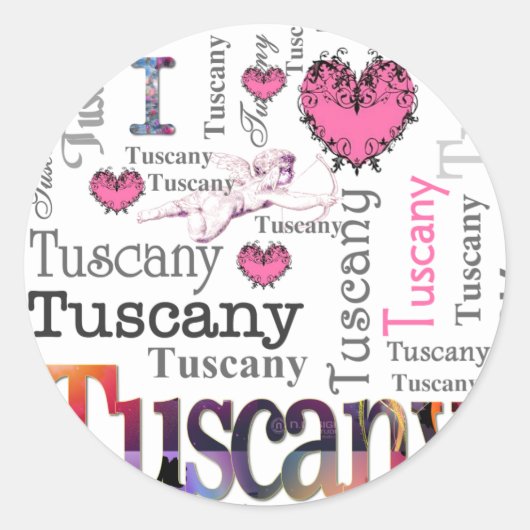 I Liebe Toskana Runder Aufkleber (Vorderseite)