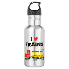 I Liebe Train Colorful Kids Foto und Name Edelstahlflasche