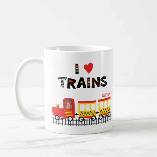 I Liebe Train Colorful Kids Foto und Name Kaffeetasse (Links)