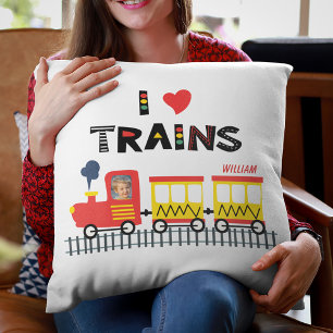 I Liebe Train Colorful Kids Foto und Name Kissen