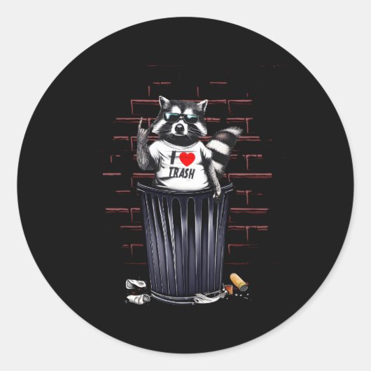 I Liebe Trash Raccoon Trash Panda Runder Aufkleber (Vorderseite)