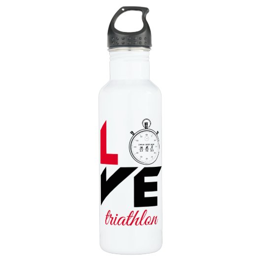 I Liebe Triathlon Edelstahlflasche (Vorderseite)