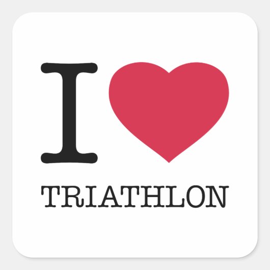 I LIEBE TRIATHLON QUADRATISCHER AUFKLEBER (Vorderseite)