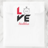 I Liebe Triathlon Quadratischer Aufkleber (Tasche)