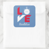 I Liebe Triathlon Quadratischer Aufkleber (Tasche)