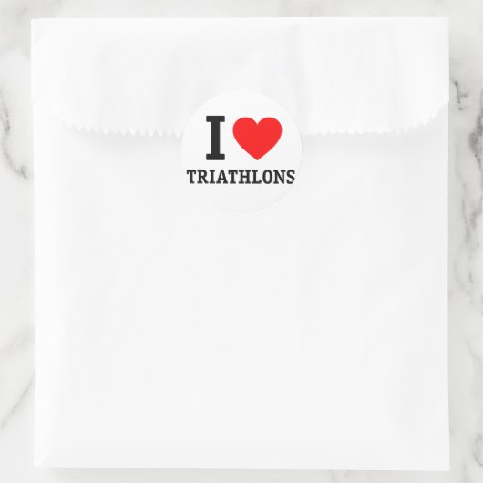 I Liebe Triathlon Runder Aufkleber (Tasche)