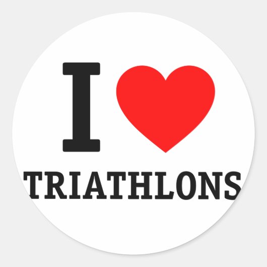 I Liebe Triathlon Runder Aufkleber (Vorderseite)