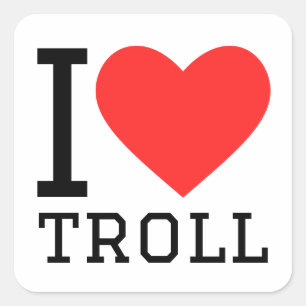 I Liebe Troll Quadratischer Aufkleber