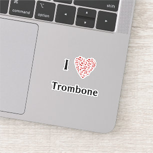 I Liebe Trombone Rotes Herz Musiknoten Vinyl Aufkleber