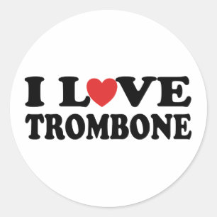 I Liebe Trombone Runder Aufkleber