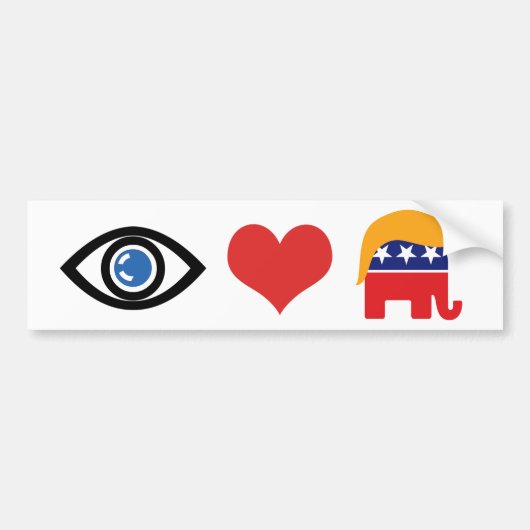 I Liebe Trump - GOP Elephant Hair Logo Autoaufkleber (Vorne)