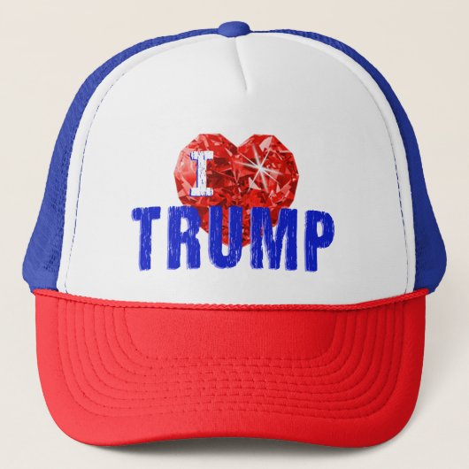 I Liebe Trump Red White und Blue Trucker Hat Truckerkappe (Vorderseite)