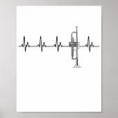 I Liebe Trumpet EKG Heartbeat Line Poster (Vorne)