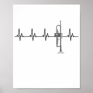 I Liebe Trumpet EKG Heartbeat Line Poster